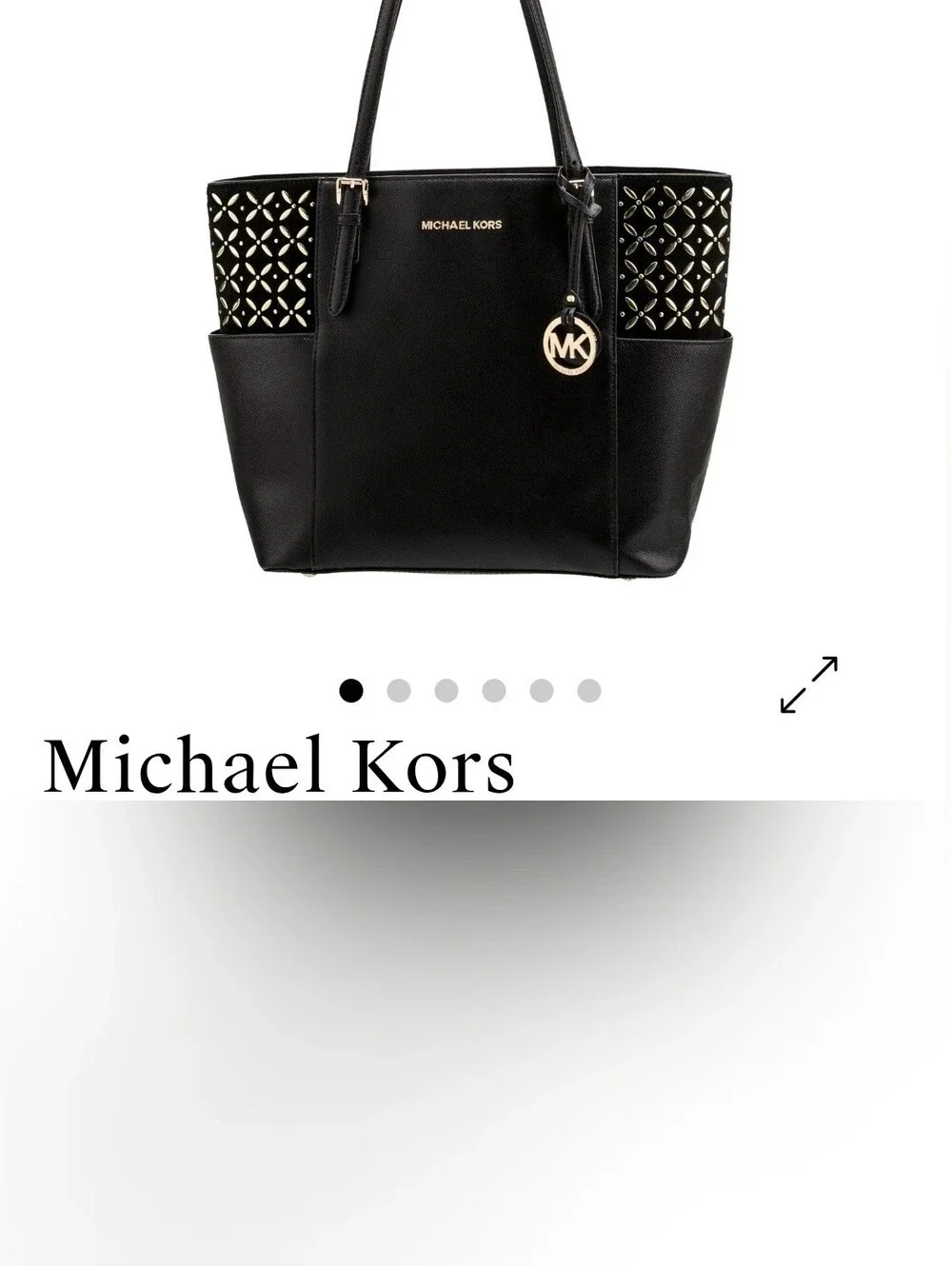 MICHAEL KORS Black Leather Tote with Gold MK Charm EUC